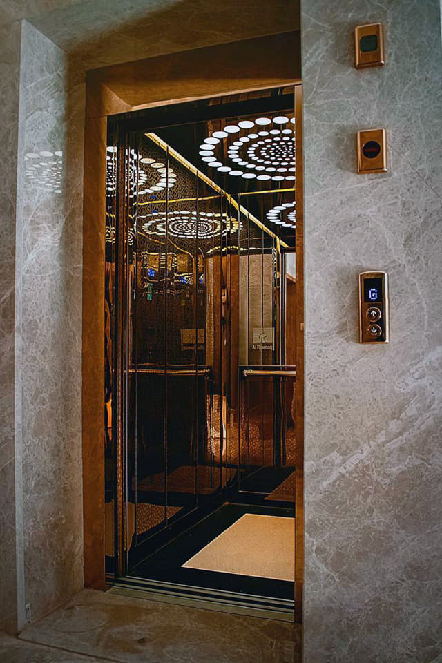 Bronze plate with circular design LED Lights