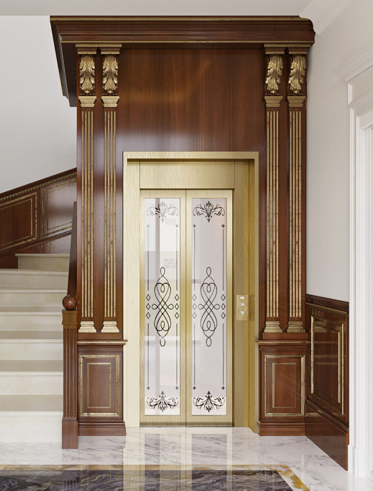 Central Opening Gold Trim With Decorated Door Pannels