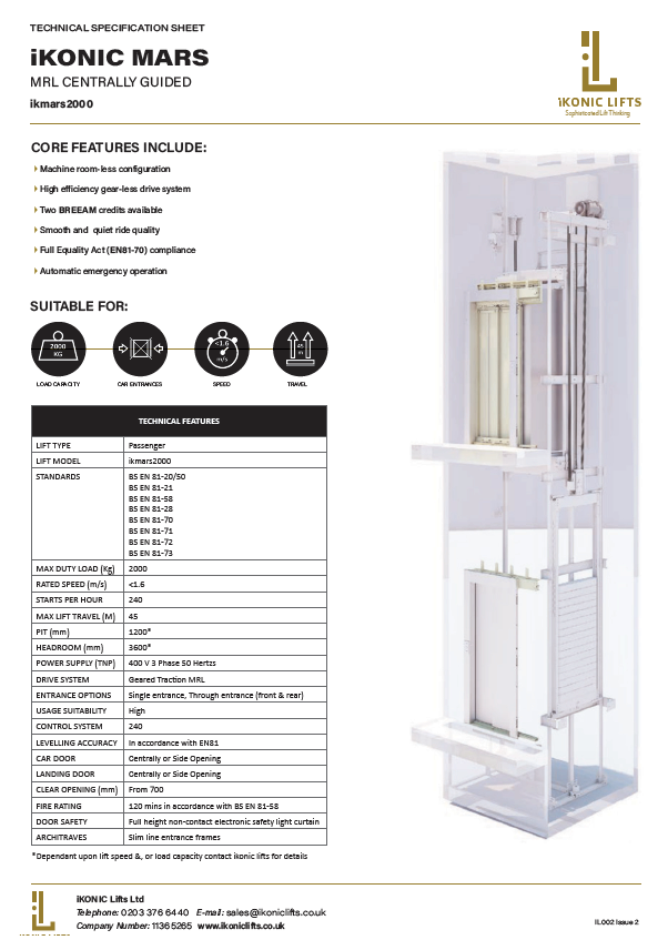 iKONIC Passenger Lift Specification Sheets Archives - iKONIC Lifts